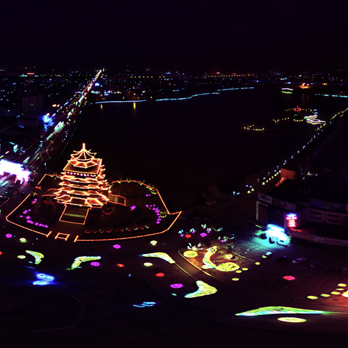 清徐醋都广场航拍夜景720全景